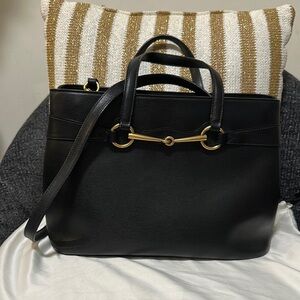 Gucci Black and Gold Shoulder Bag with Horsebit Detail